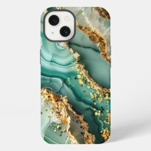 Elegant Gold And Green Marble iPhone 13 Case
