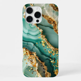 Elegant Gold And Green Marble iPhone 16 Pro Max Case