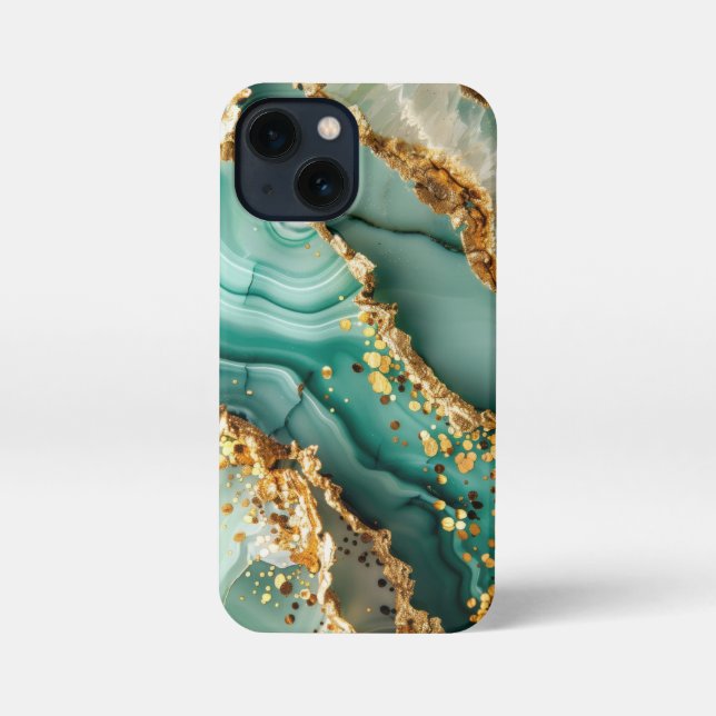 Elegant Gold And Green Marble iPhone Case (Back)