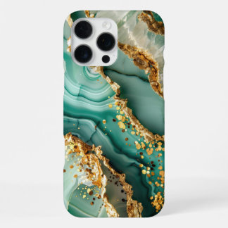 Elegant Gold And Green Marble iPhone 16 Pro Max Case
