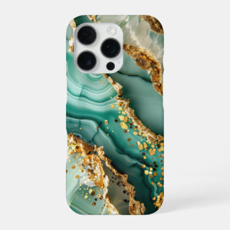 Elegant Gold And Green Marble iPhone 16 Pro Case