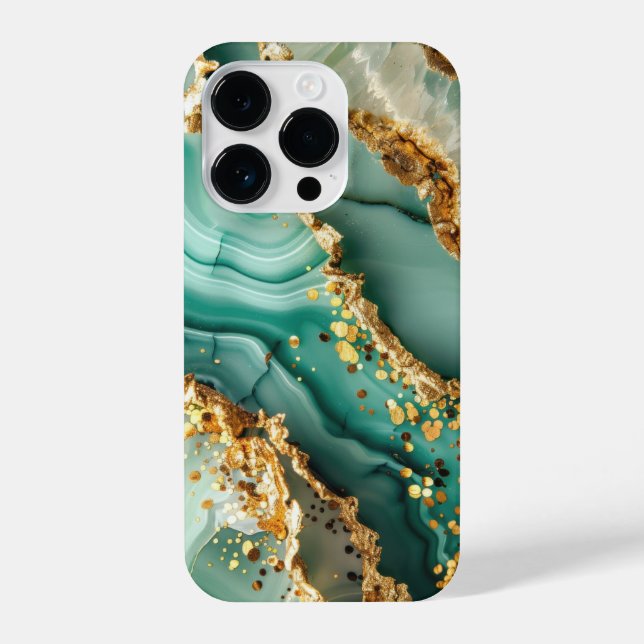 Elegant Gold And Green Marble iPhone Case (Back)
