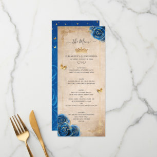 Elegant Gold and Green Roses Watercolor Floral Menu