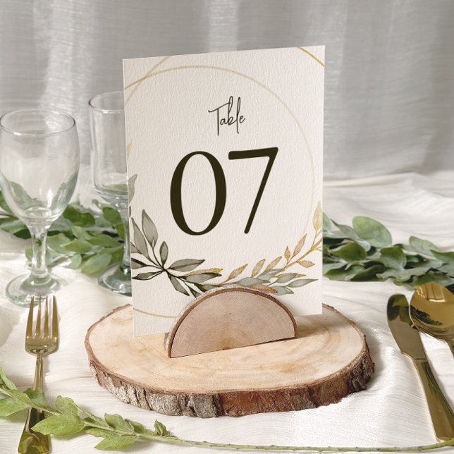 Elegant Gold and Greenery Wedding Table Numbers (Creator Uploaded)