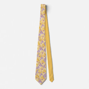 Elegant Gold and Lavender Geometric Floral Pattern Tie