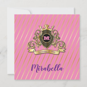 Elegant Gold and Pink Monagram Fashioned Design Invitation