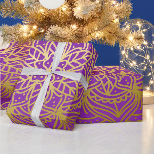 Elegant Gold and Purpel Mandala Pattern Wrapping Paper