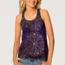 Elegant Gold and Purple Floral Mandala Pattern  