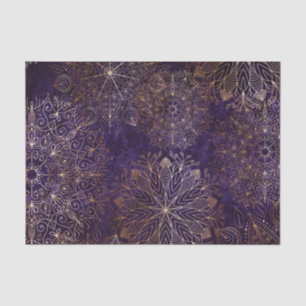 Elegant Gold and Purple Floral Mandala Pattern Tissue Paper