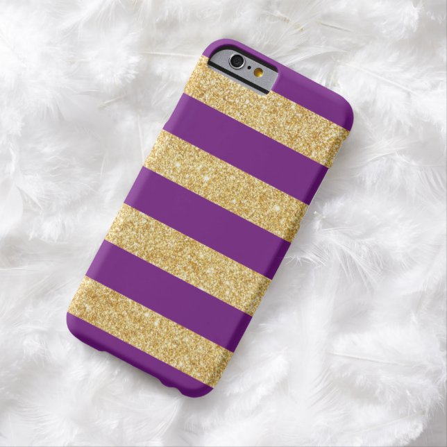 Elegant Gold and Purple Glitter Stripes Pattern Case-Mate iPhone Case (In Situ)