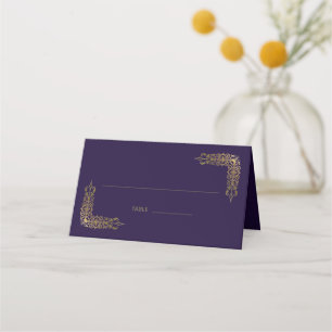Elegant Gold and Purple Lace Wedding Place Card