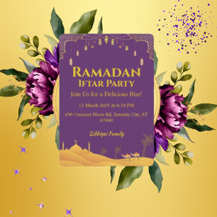Elegant Gold And Purple Ramadan Iftar Party  Invitation
