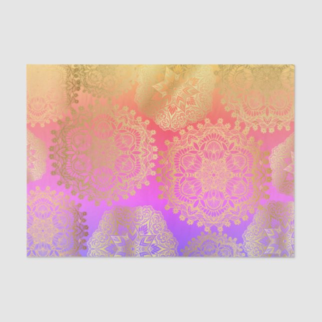 Elegant Gold And Rainbow Mandala Pattern Tissue Paper (Front)