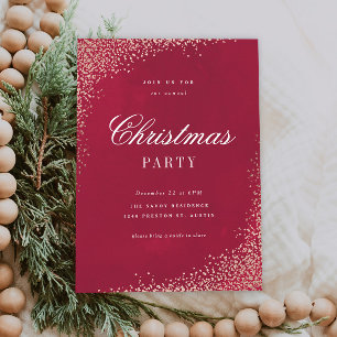 Elegant Gold and Red Christmas Party Invitation