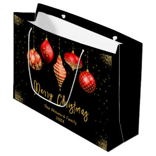 Elegant Gold and Red Ornament Christmas Large Gift Bag