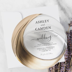 Elegant Gold and Silver Circle Wedding Invitation