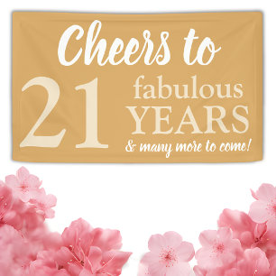 Elegant Gold and White 21st Birthday Banner
