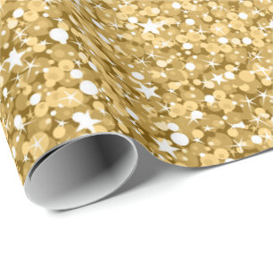 Elegant Gold And White Accents Glitter Pattern Wrapping Paper