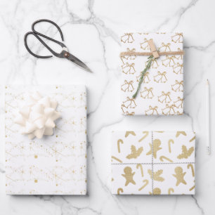 Elegant Gold and White Christmas Wrapping Paper Sheet