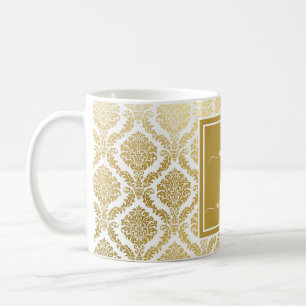 Elegant Gold and White Damask Personalised Coffee Coffee Mug