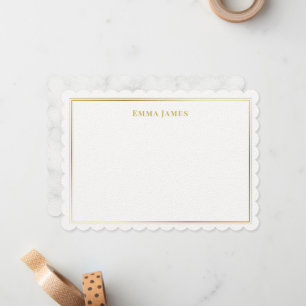 Elegant Gold and White Double Borders Personalised Card