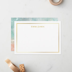 Elegant Gold and White Double Borders Personalised Card