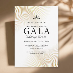 Elegant Gold and White Gala Charity Event  Invitation