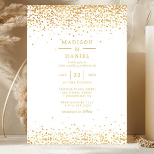 Elegant Gold And White Glitter Wedding  Invitation