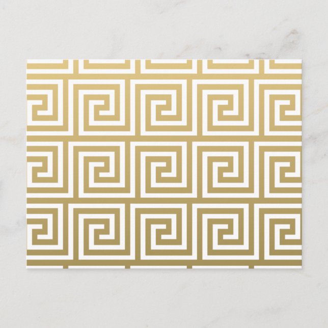Elegant Gold and White Greek Key Pattern Postcard (Front)