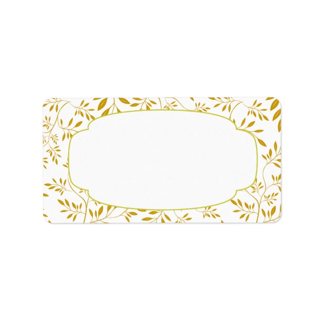 Elegant Gold and White Leaves Label (Front)