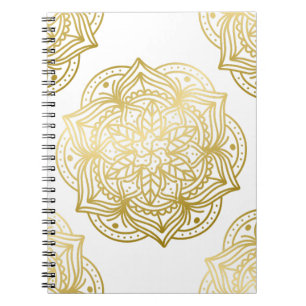 Elegant Gold and White Mandala Pattern Notebook