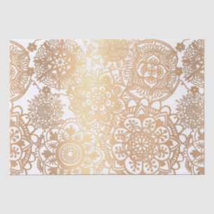 Elegant Gold and White Mandala Pattern Tissue Paper