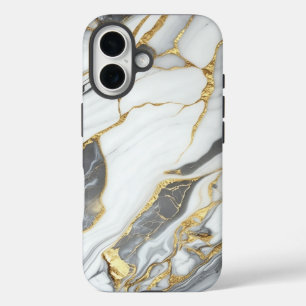 Elegant Gold And White Marble  iPhone 16 Case