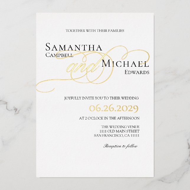 Elegant Gold and White Modern Wedding (Front)