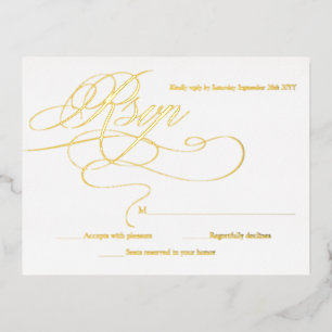 Elegant Gold and White Modern Wedding RSVP Cards