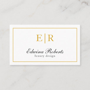Elegant Gold and White Monogram Professional Business Card