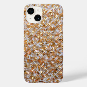 Elegant Gold and White Mosaic Tiles Shimmering Lux Case-Mate iPhone 14 Case