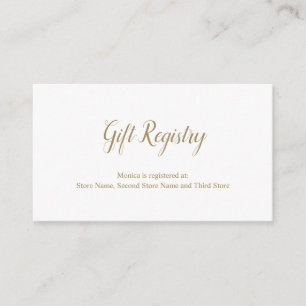 Elegant Gold and White Simple Gift Registry Shower Enclosure Card