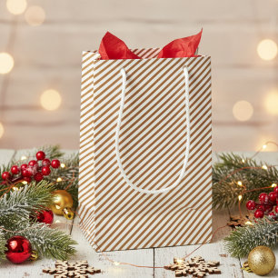 Elegant Gold and White Thin Stripes Small Gift Bag