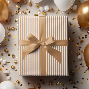 Elegant Gold and White Thin Stripes Wrapping Paper