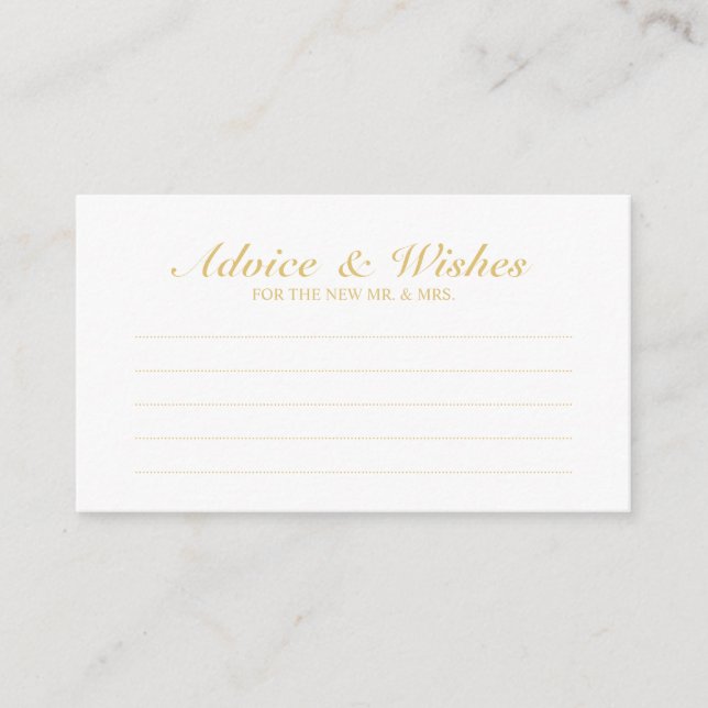 Elegant Gold and White Wedding Advice and Wishes (Front)