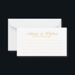 Elegant Gold and White Wedding Advice and Wishes Card<br><div class="desc">Beautiful Elegant Gold and White Wedding Wedding Advice and Wishes Card.

Click on the customise it button to personalise the design.</div>