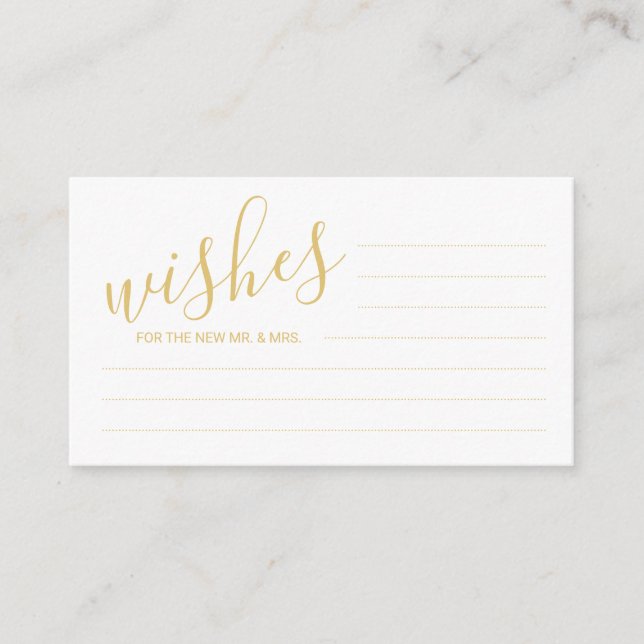 Elegant Gold and White Wedding Advice and Wishes Card (Front)