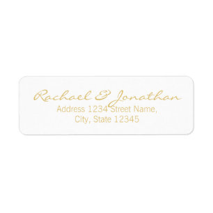 Elegant Gold and White Wedding Return Address Label
