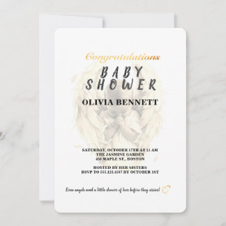 Elegant Gold Angel Baby Shower Invitation