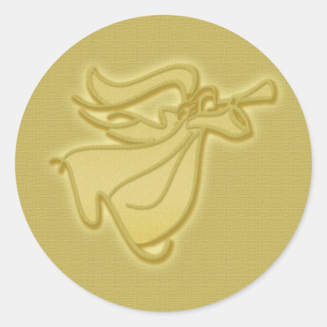 Elegant gold Angel Classic Round Sticker (Front)