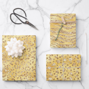 Elegant Gold Animal Print Patterns Wrapping Paper Sheet