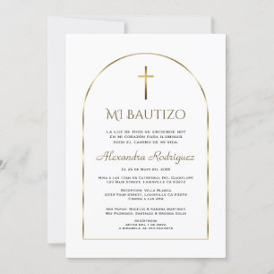 Elegant Gold Arch Invitacion De Bautizo Baptism Invitation