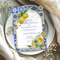 Elegant Gold Arch Italian Blue Tile Lemons Wedding