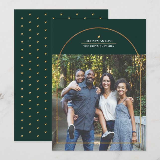 Elegant Gold Arch Overlay Christmas Love Photo Holiday Card (Front/Back)